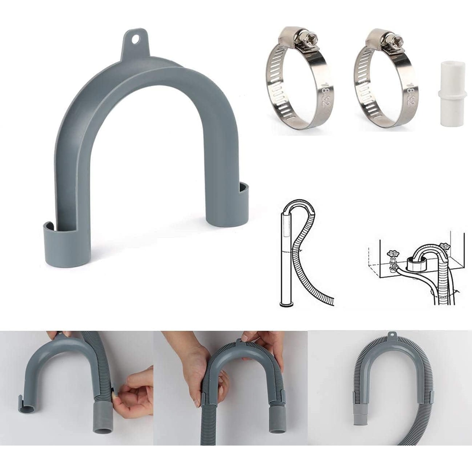 5 Foot Corrugated Washing Machine Drain Hose Kit: image 5