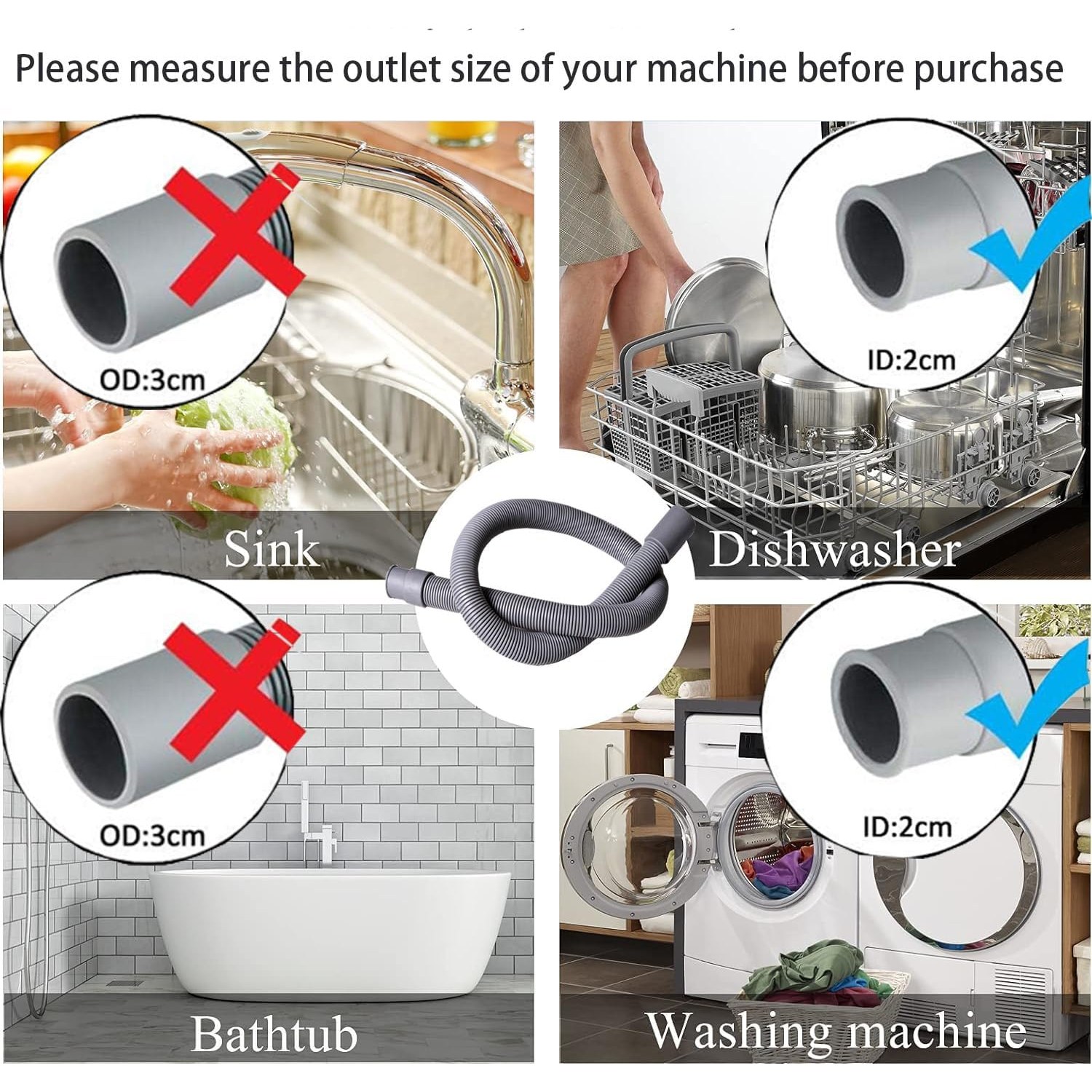 150cm Washing Machine Drain Hose Extension Kit: image 6