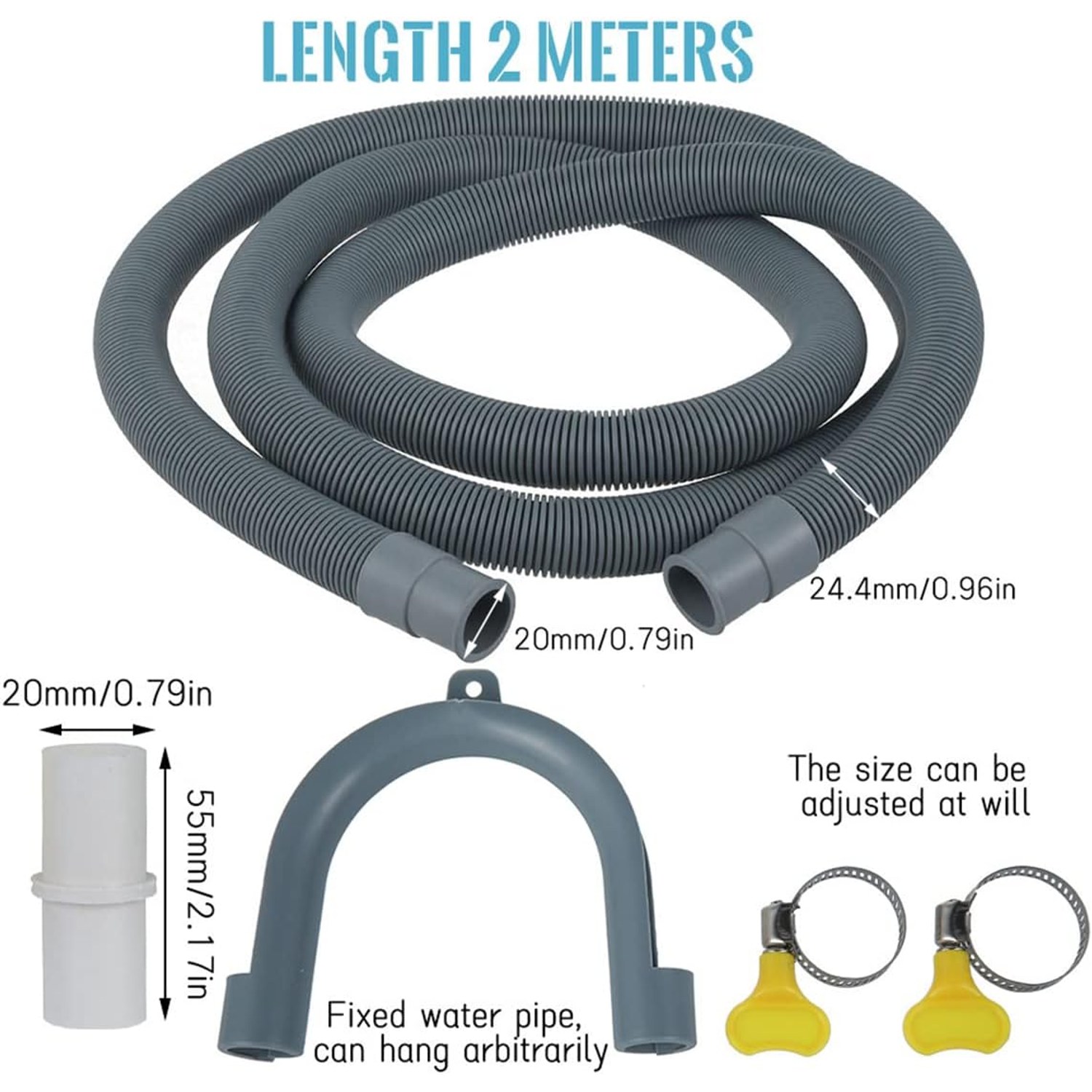 2m Washing Machine Drain Hose Extension Kit: image 2