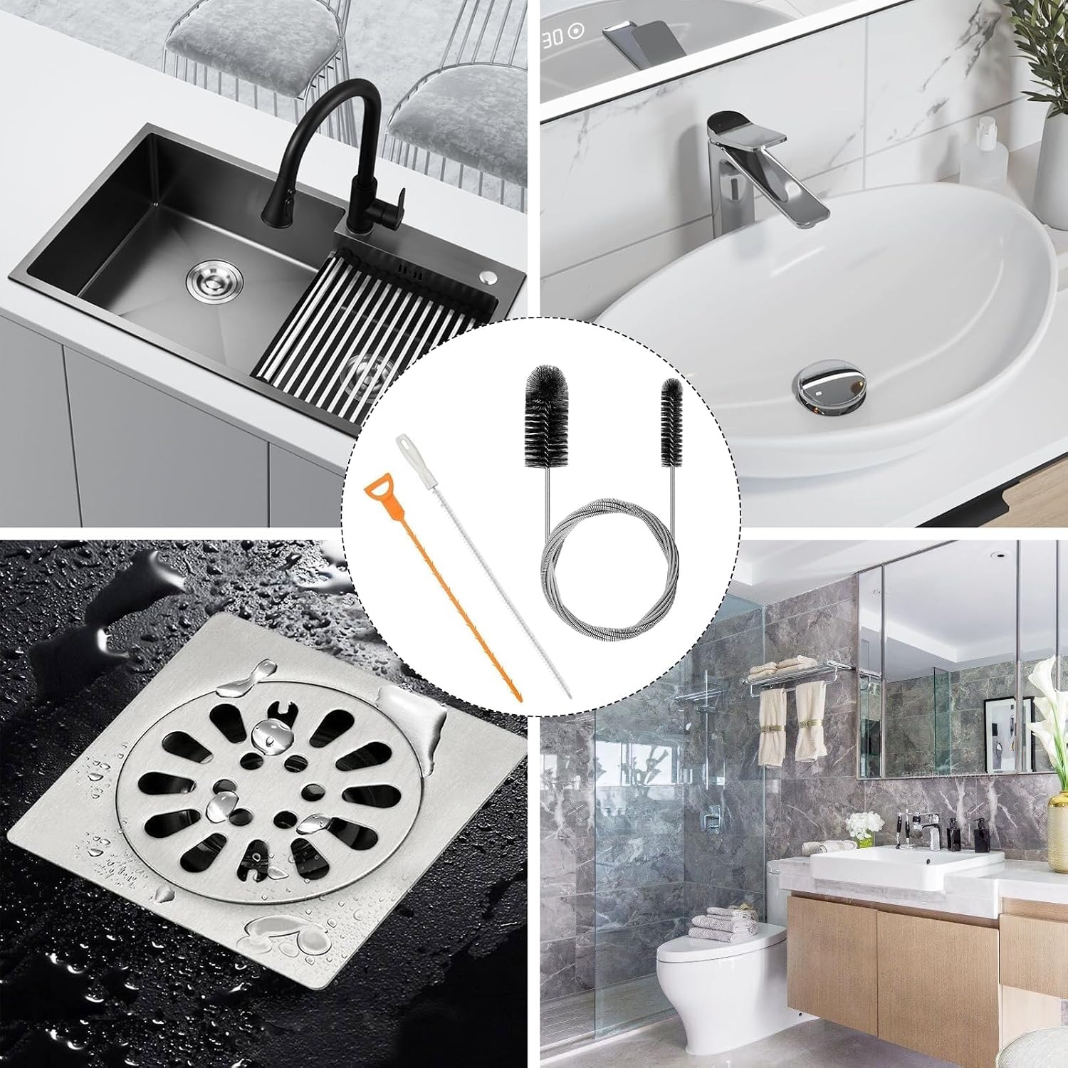 3 Piece Drain Brush and Pipe Cleaning Set: image 5