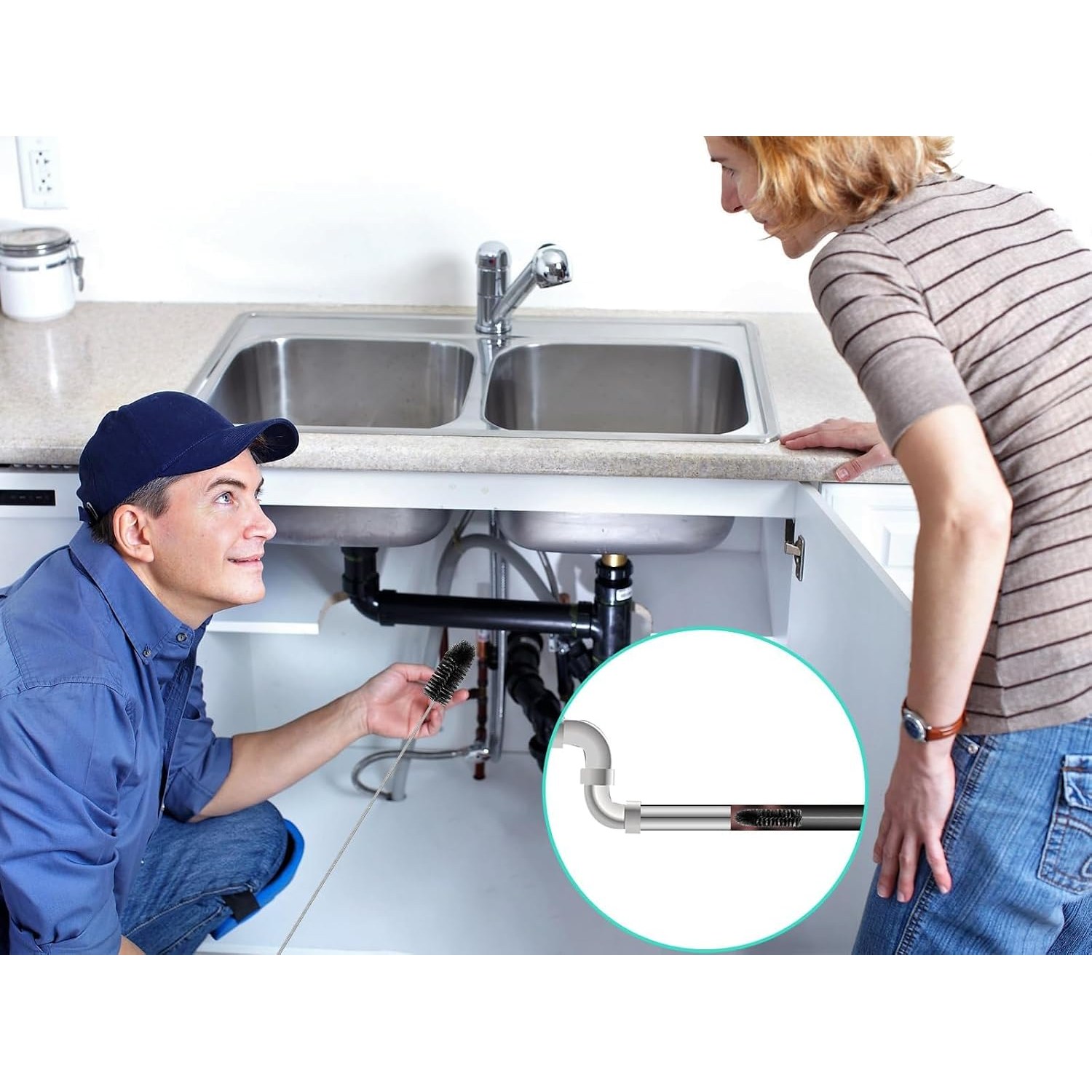 3 Piece Drain Brush and Pipe Cleaning Set: image 7