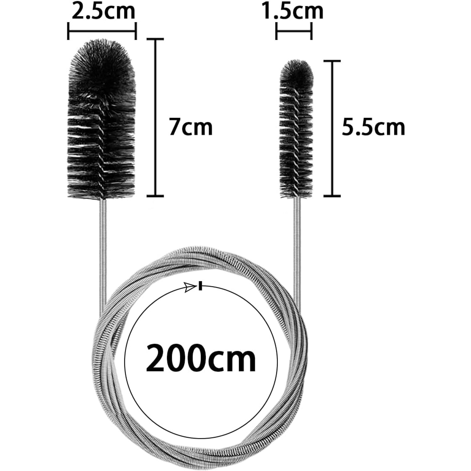 200cm Flexible Drain Cleaning Brush with Double Bristle Heads: image 2