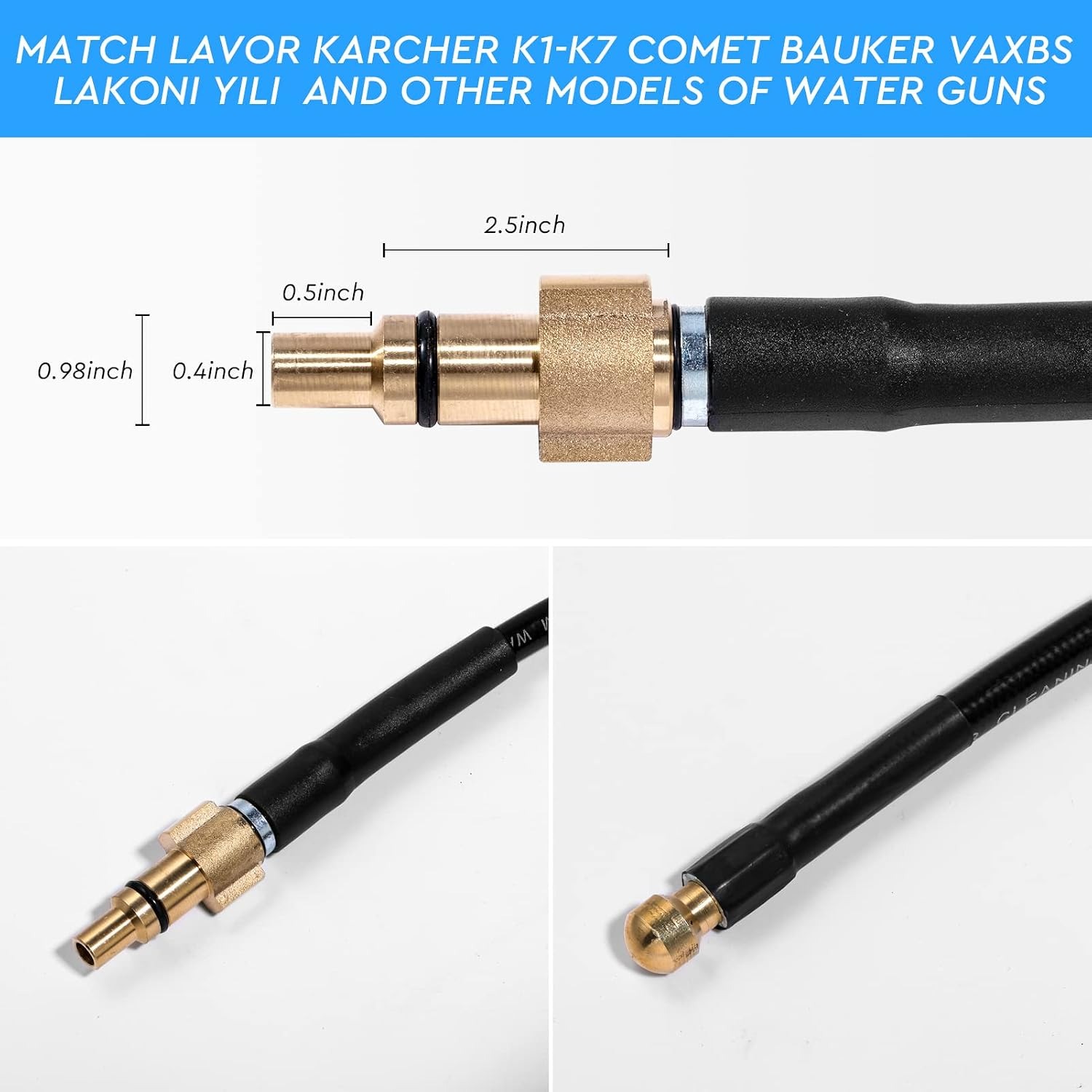 10m Pressure Washer Drain Jetter Hose with Karcher and Lavor Adapters: image 4