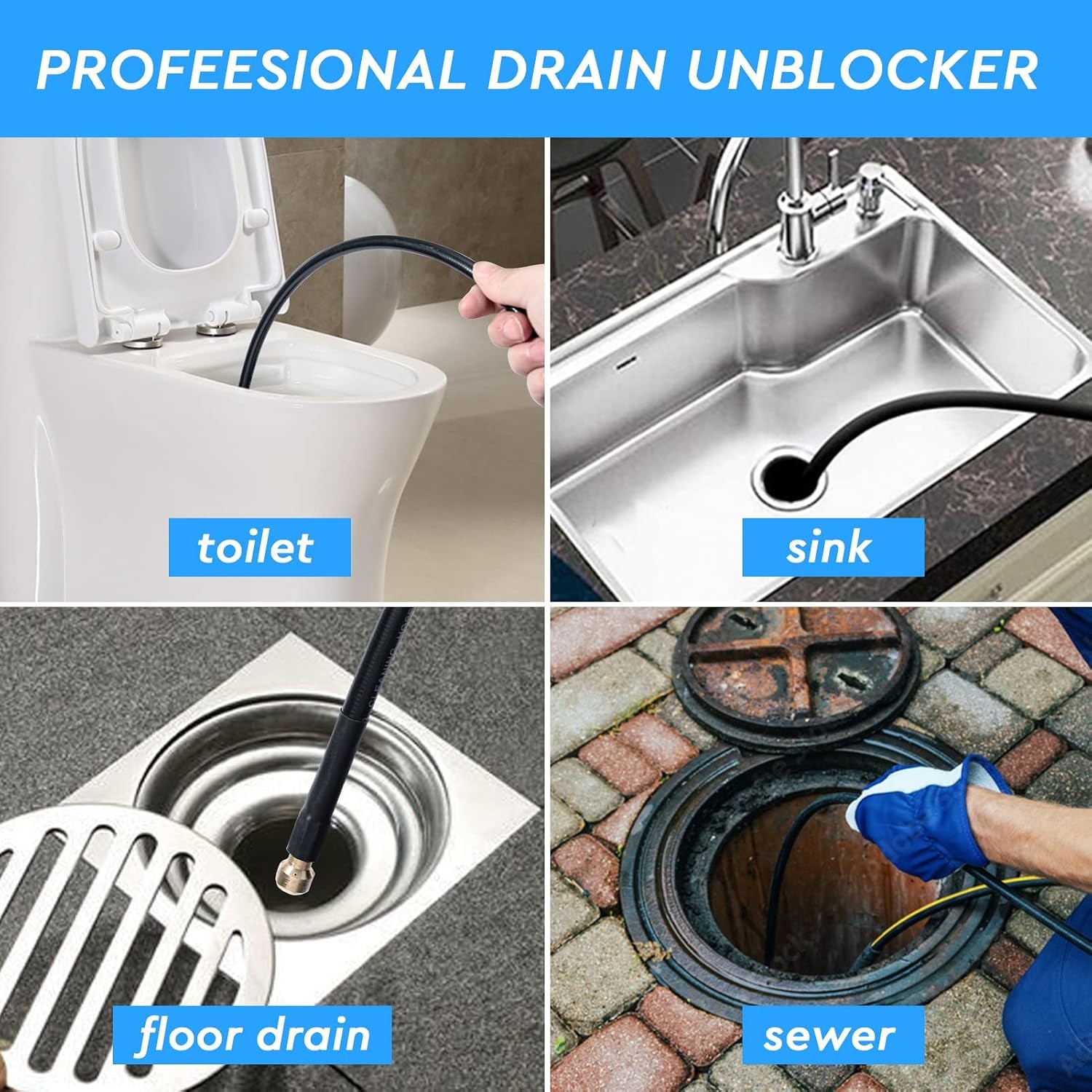 10m Pressure Washer Drain Jetter Hose with Karcher and Lavor Adapters: image 5
