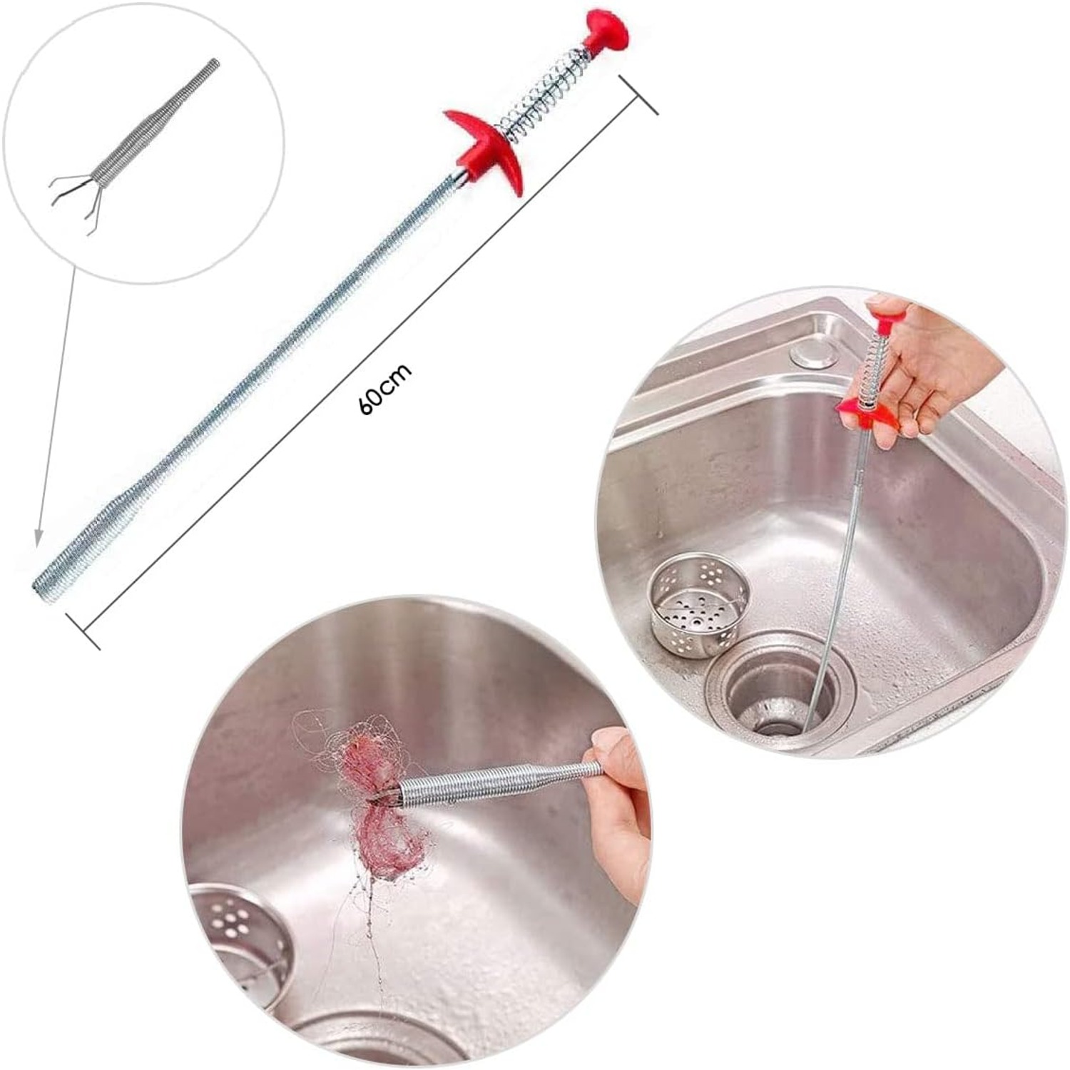 6 in 1 Sink Snake Kit with 150cm Drain Auger and Claw Grabber: image 2