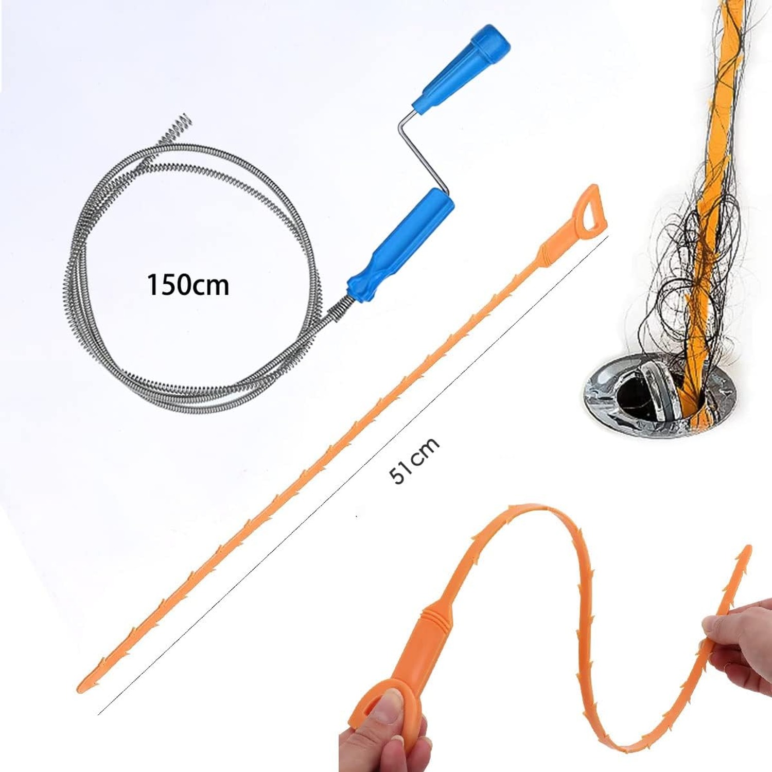 6 in 1 Sink Snake Kit with 150cm Drain Auger and Claw Grabber: image 3