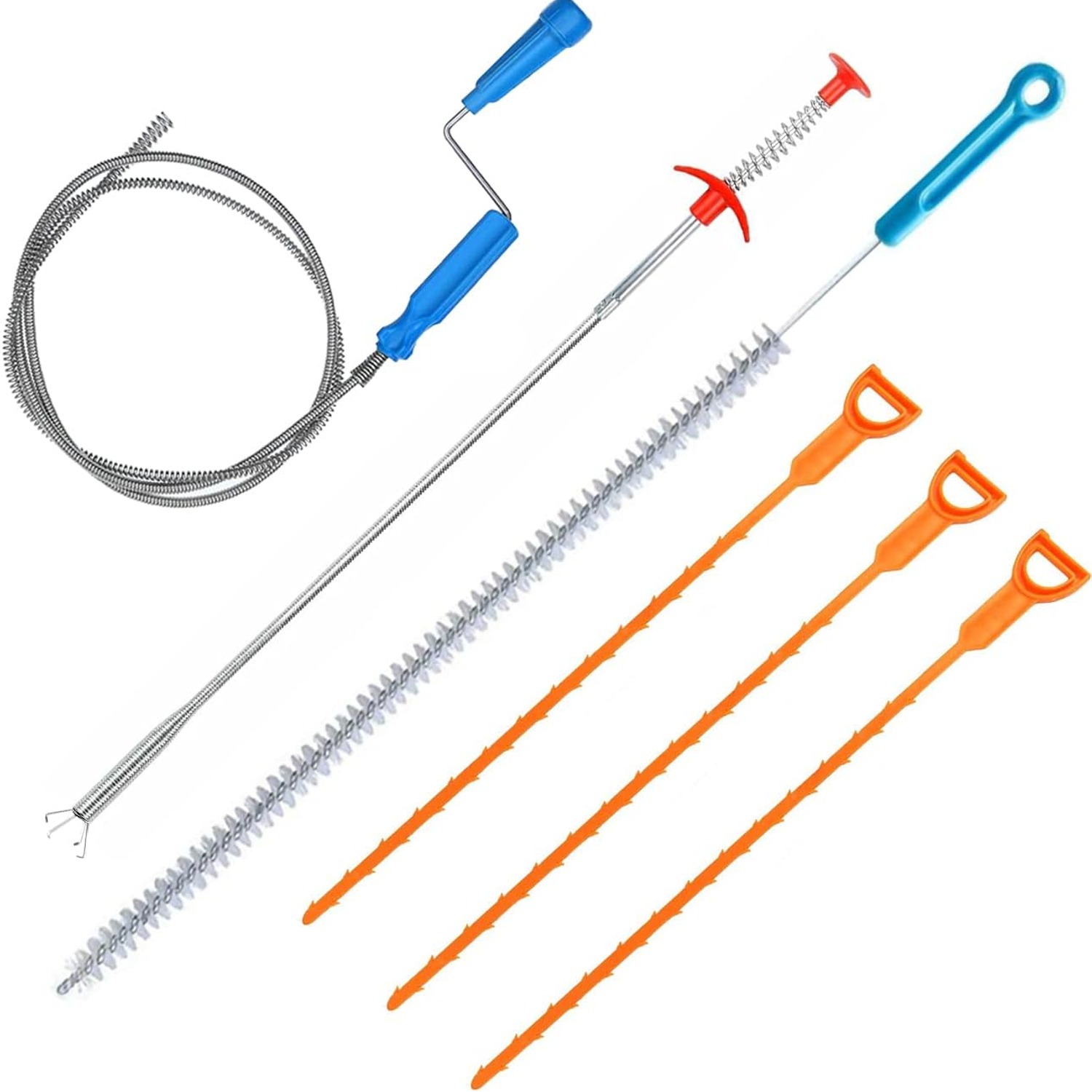 6 in 1 Sink Snake Kit with 150cm Drain Auger and Claw Grabber