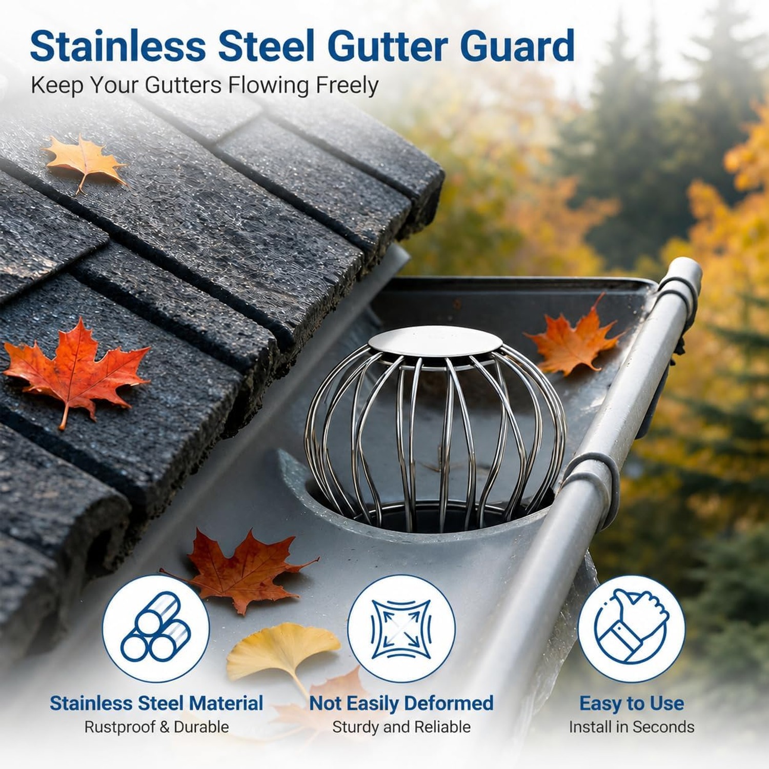 Stainless Steel Downpipe Leaf Guard: image 6