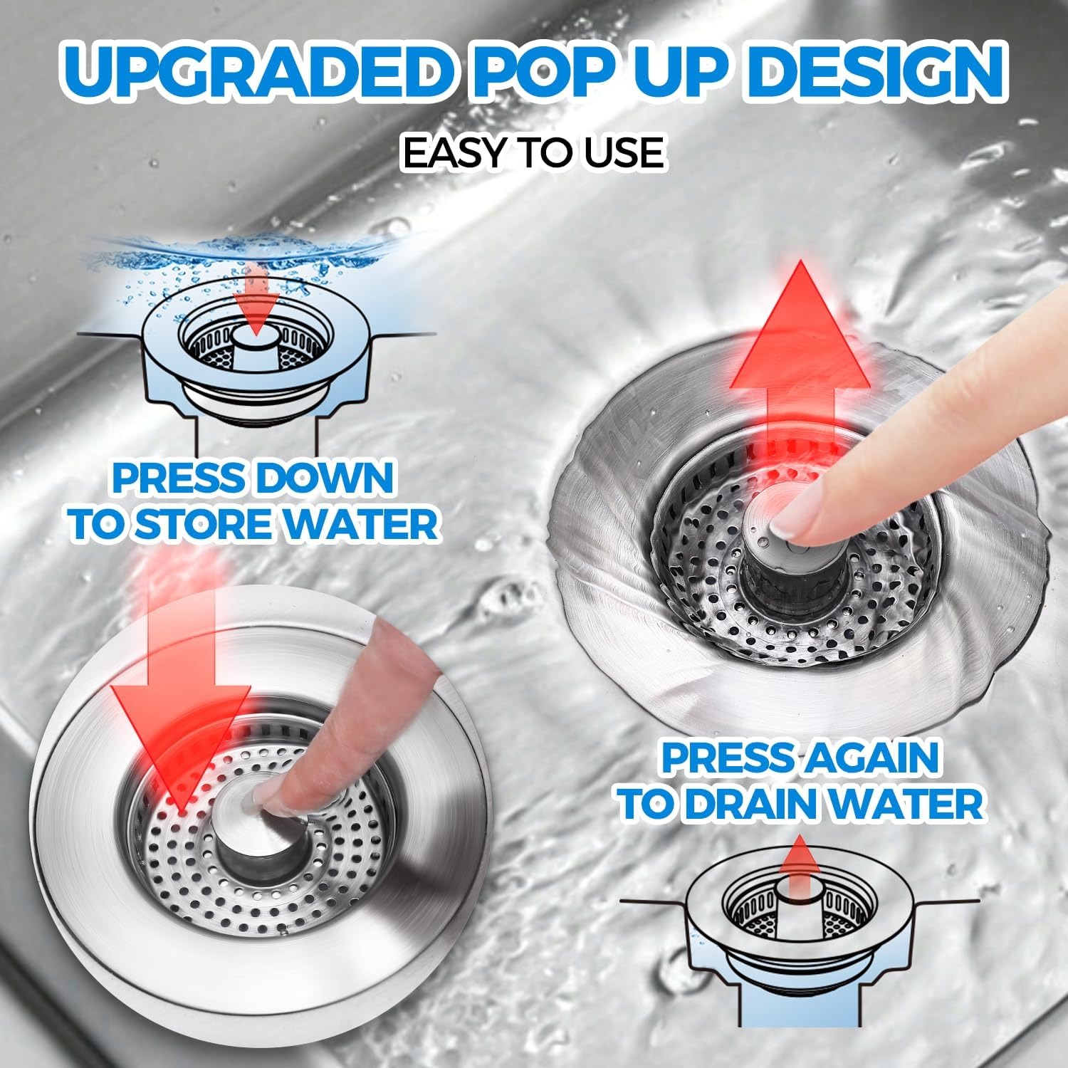 3-in-1 Kitchen Sink Strainer and Stopper: image 3
