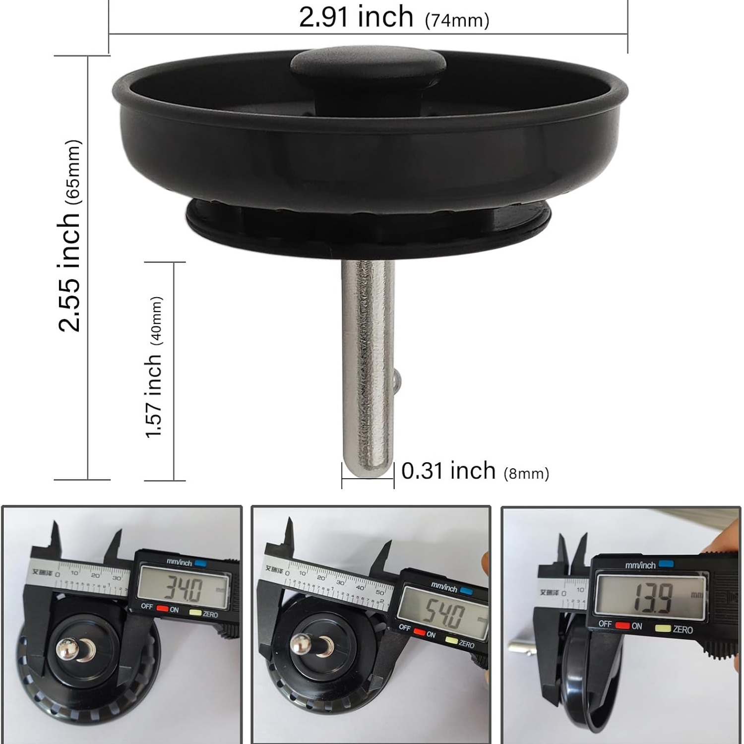 Black Sink Basket Strainer Stopper: image 2