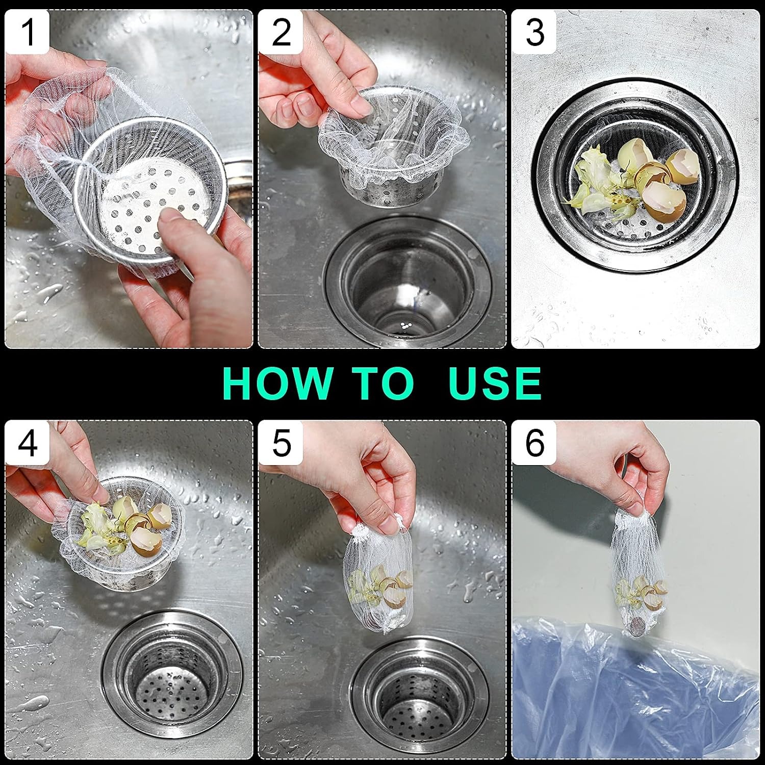 Disposable Sink Strainer Mesh Bags (300 Pack): image 4