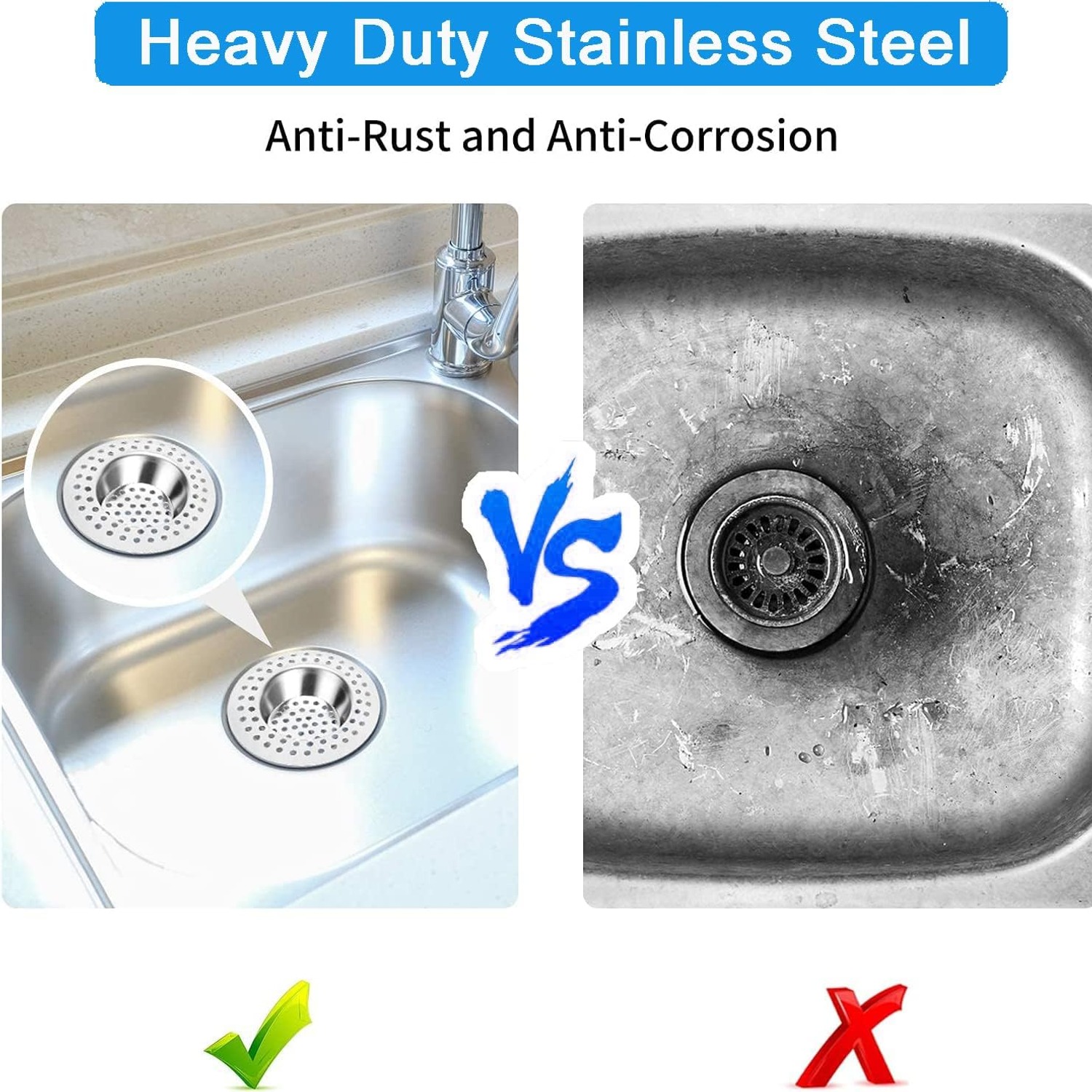 Tomario Flat Stainless Steel Sink Strainer 75mm (Pack of 2): image 3