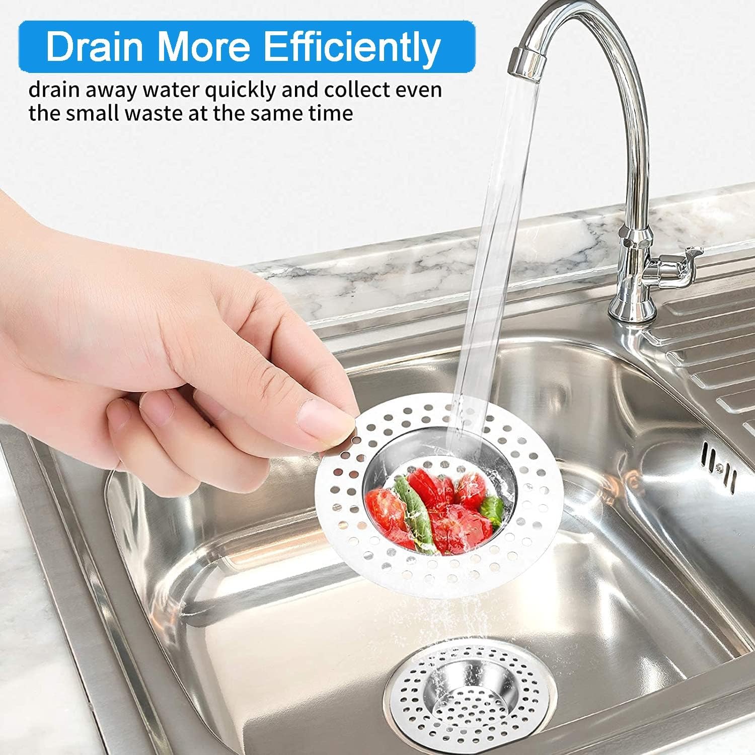 Tomario Flat Stainless Steel Sink Strainer 75mm (Pack of 2): image 4