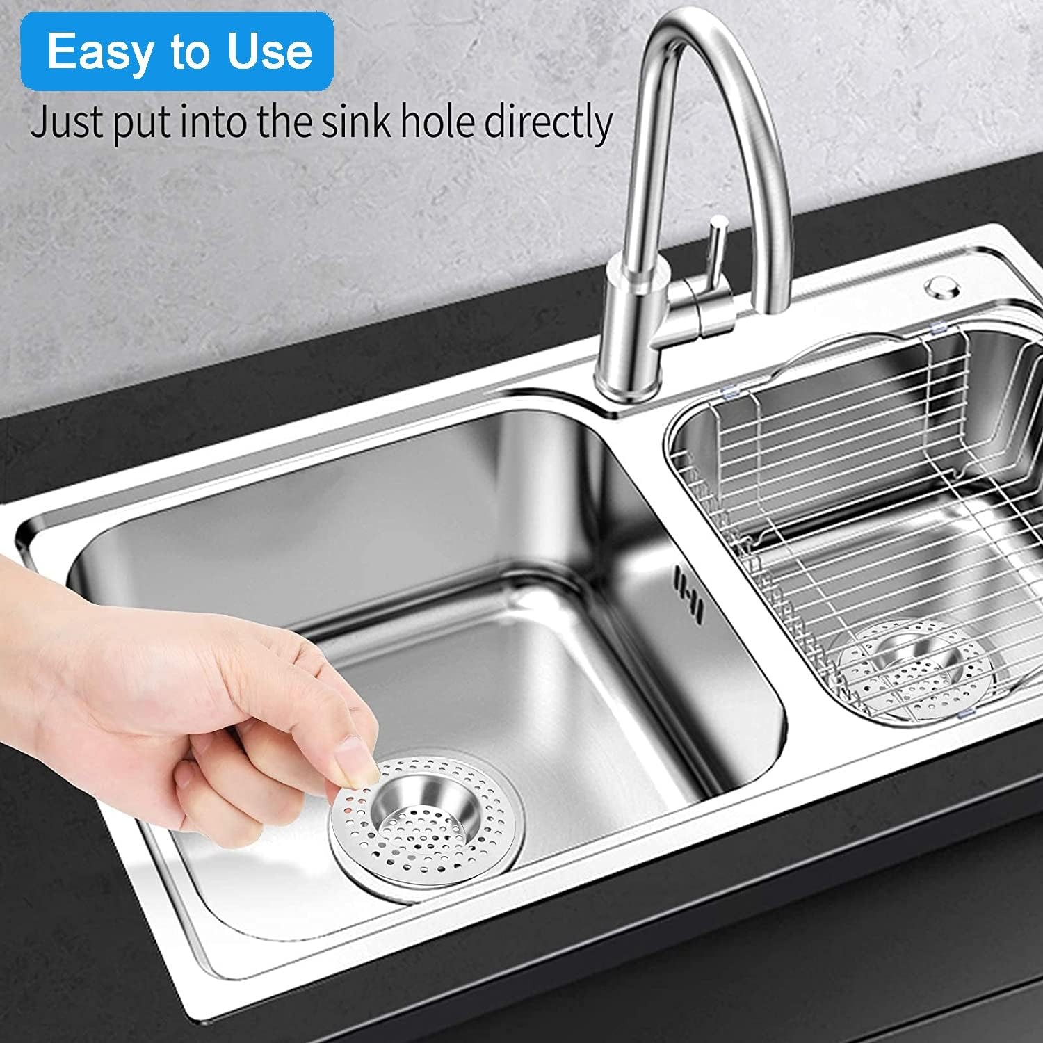 Tomario Flat Stainless Steel Sink Strainer 75mm (Pack of 2): image 5