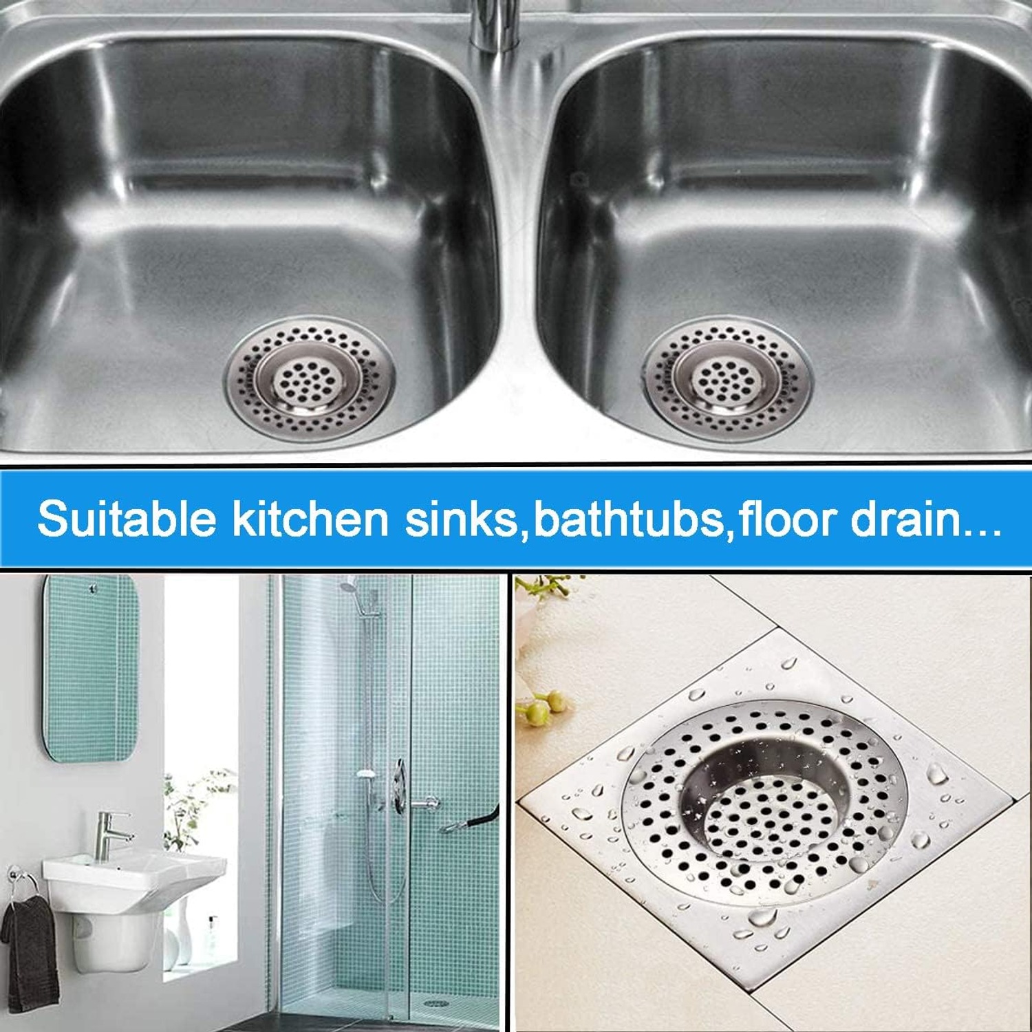 Tomario Flat Stainless Steel Sink Strainer 75mm (Pack of 2): image 7