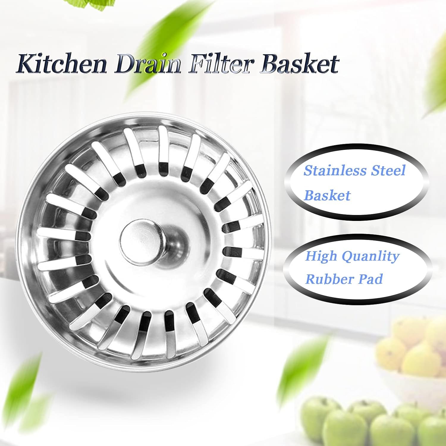 79mm Stainless Steel Kitchen Sink Waste Plug and Strainer, 2 Pack: image 2