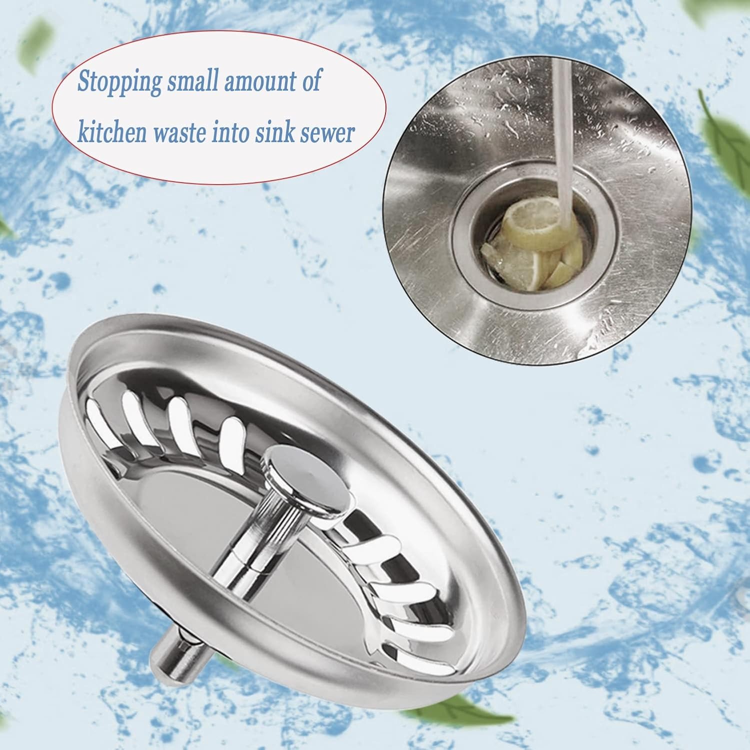 79mm Stainless Steel Kitchen Sink Waste Plug and Strainer, 2 Pack: image 3