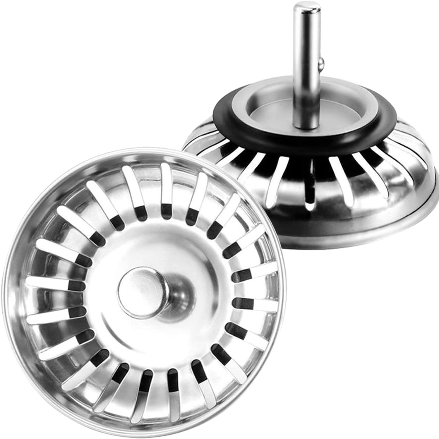 79mm Stainless Steel Kitchen Sink Waste Plug and Strainer, 2 Pack