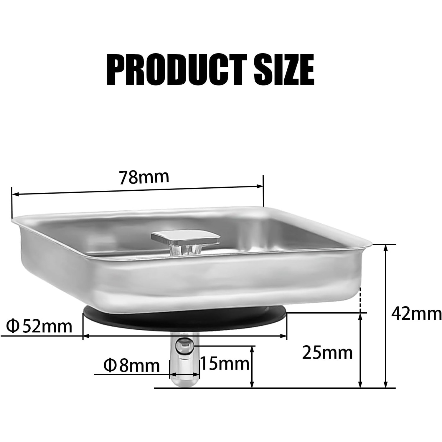 Square Sink Strainer 78 x 42mm Stainless Steel Drain Filter