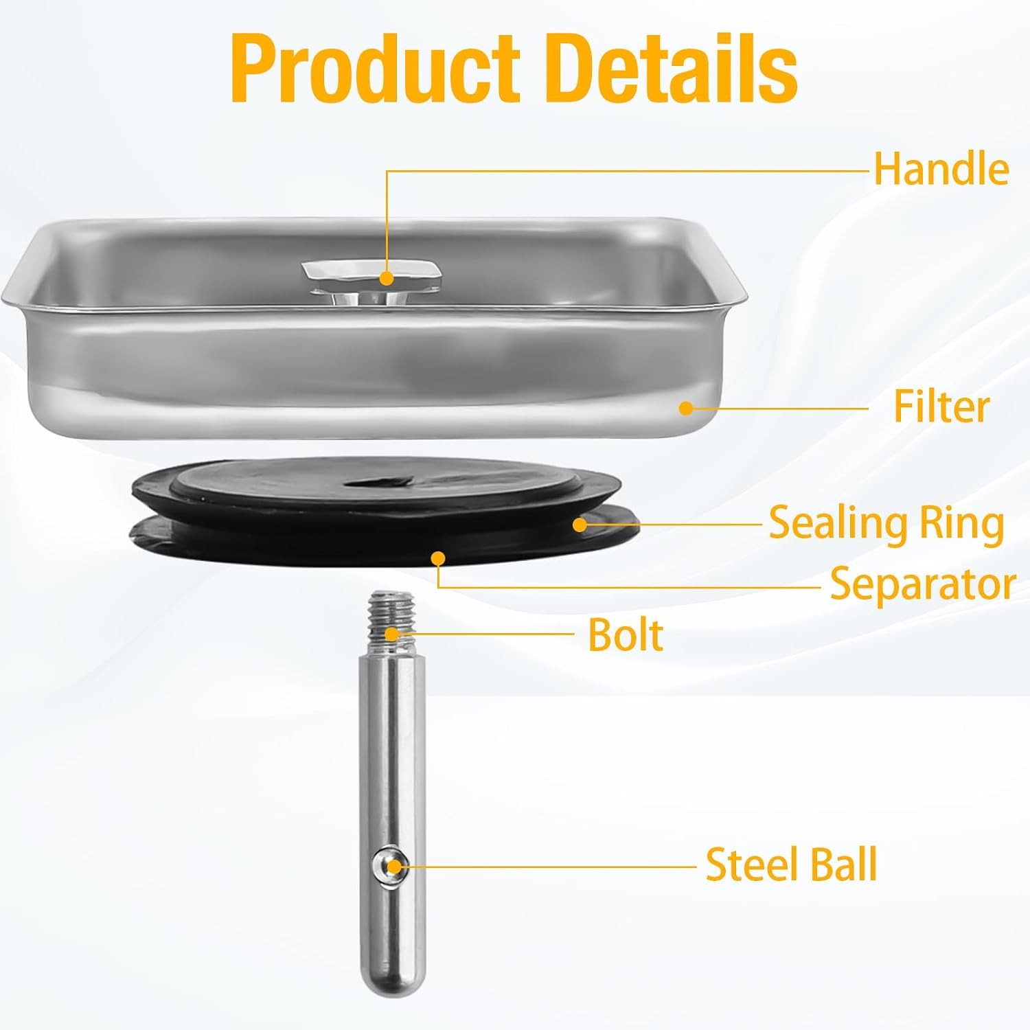 Square Sink Strainer 78 x 42mm Stainless Steel Drain Filter