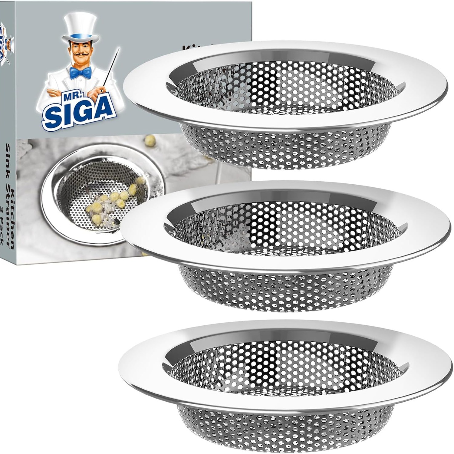 Stainless Steel Sink Strainer 3 Pack