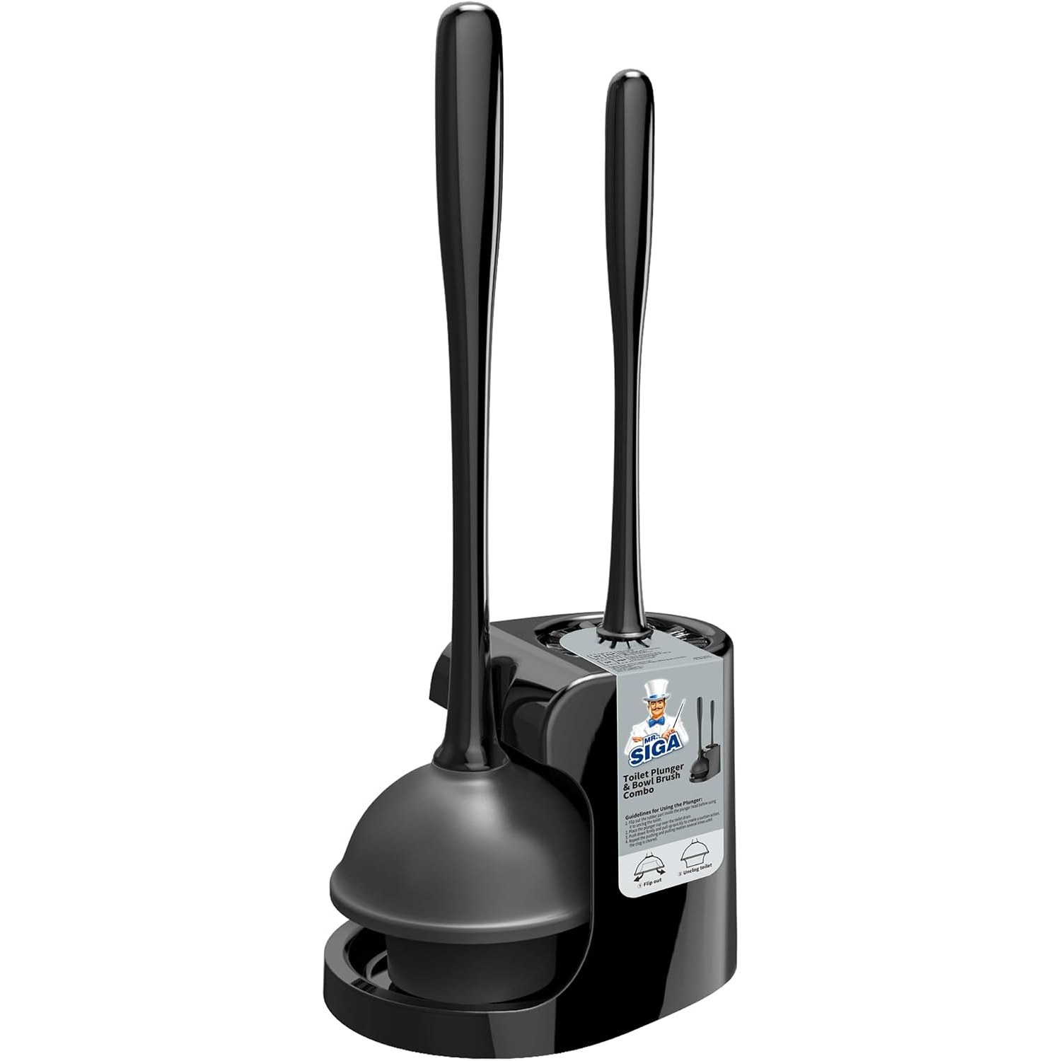 Toilet Plunger and Brush Combo Set with Caddy