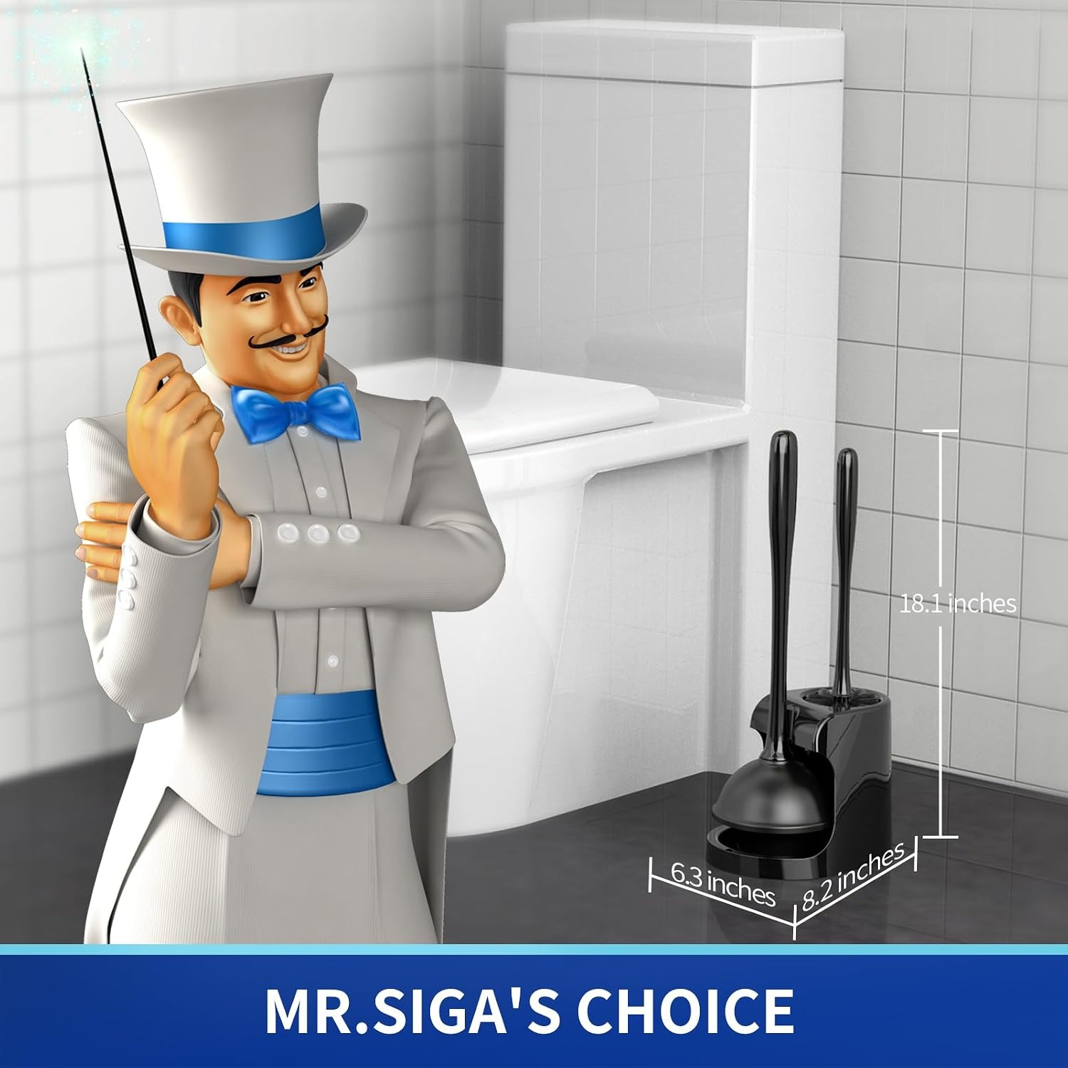 Toilet Plunger and Brush Combo Set with Caddy: image 2