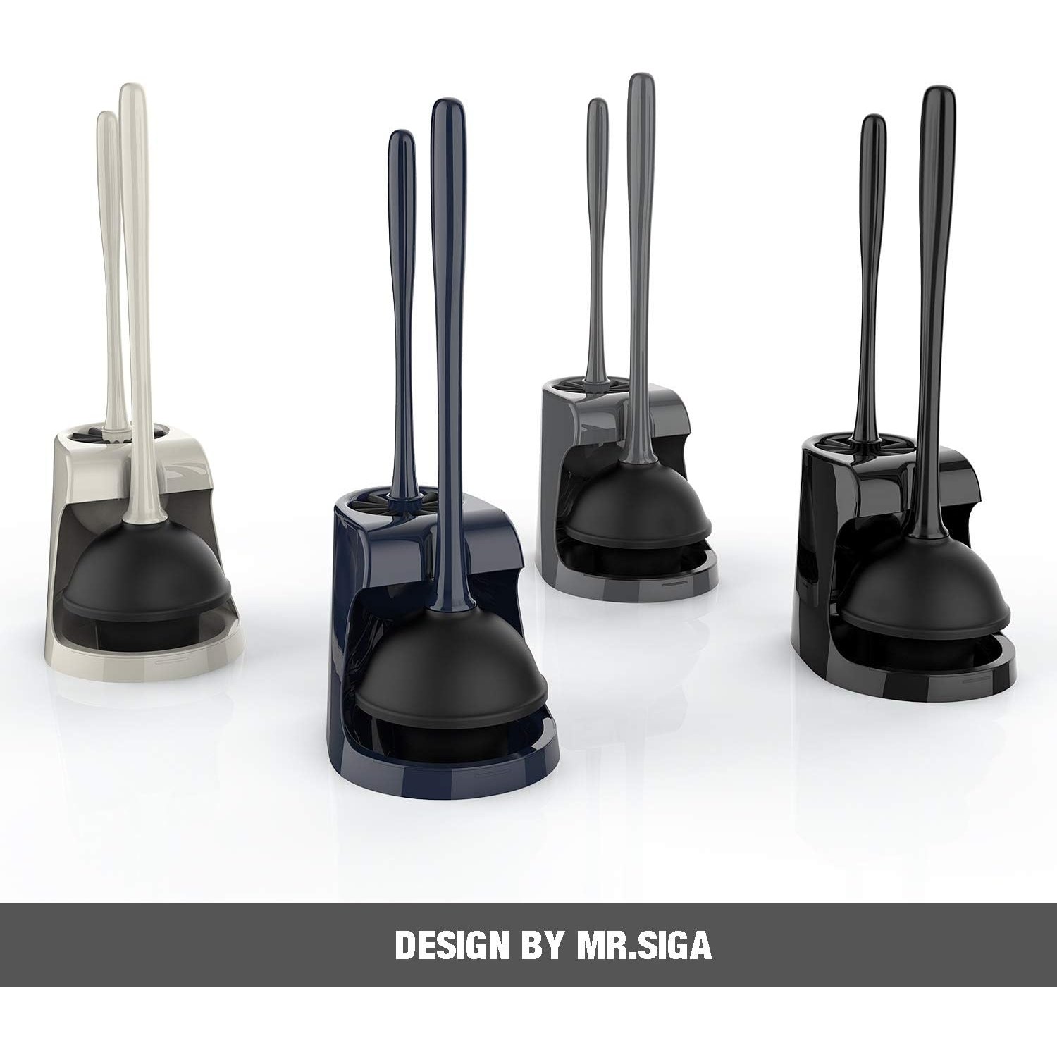 Toilet Plunger and Brush Combo Set with Caddy: image 3