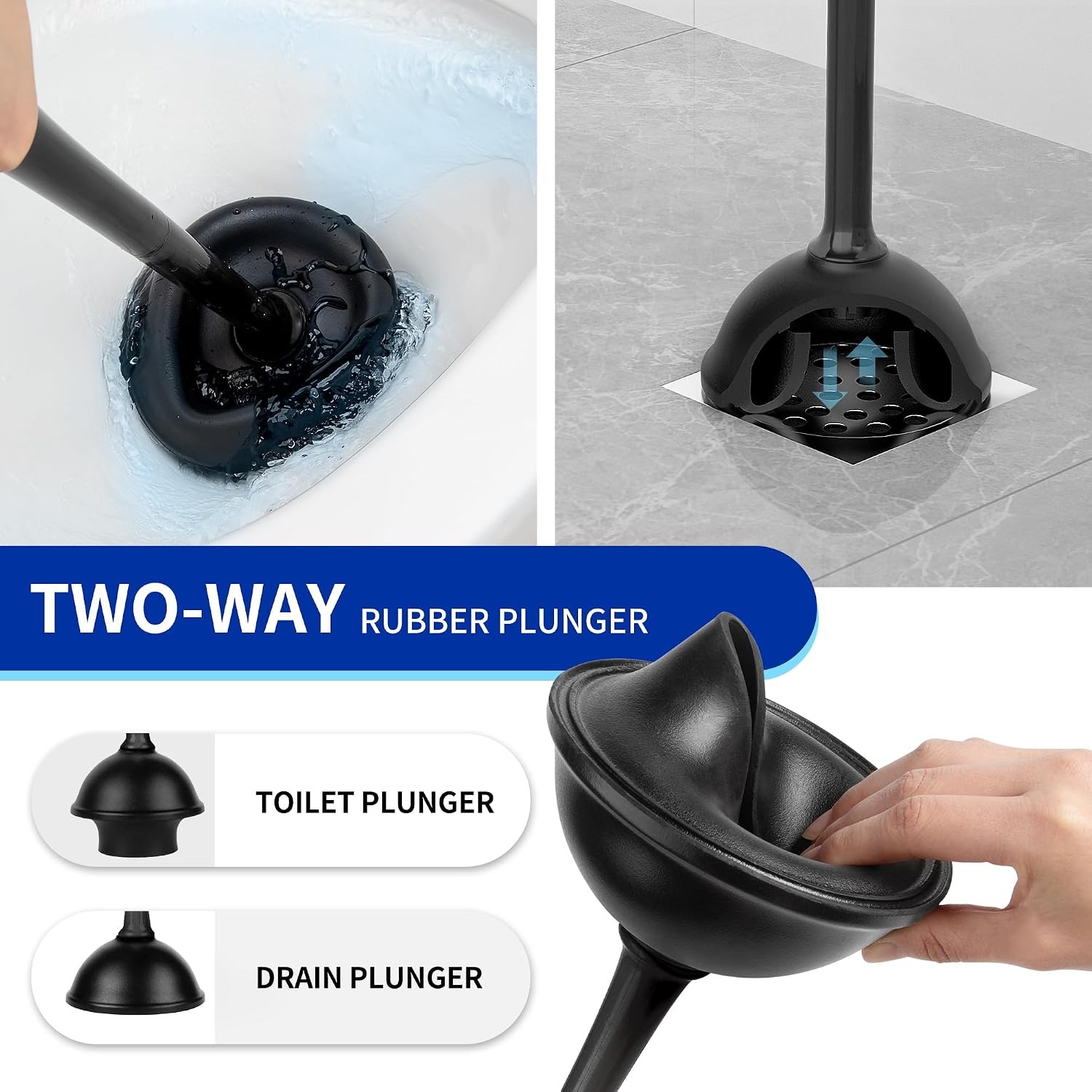 Toilet Plunger and Brush Set with Two-Compartment Holder: image 5