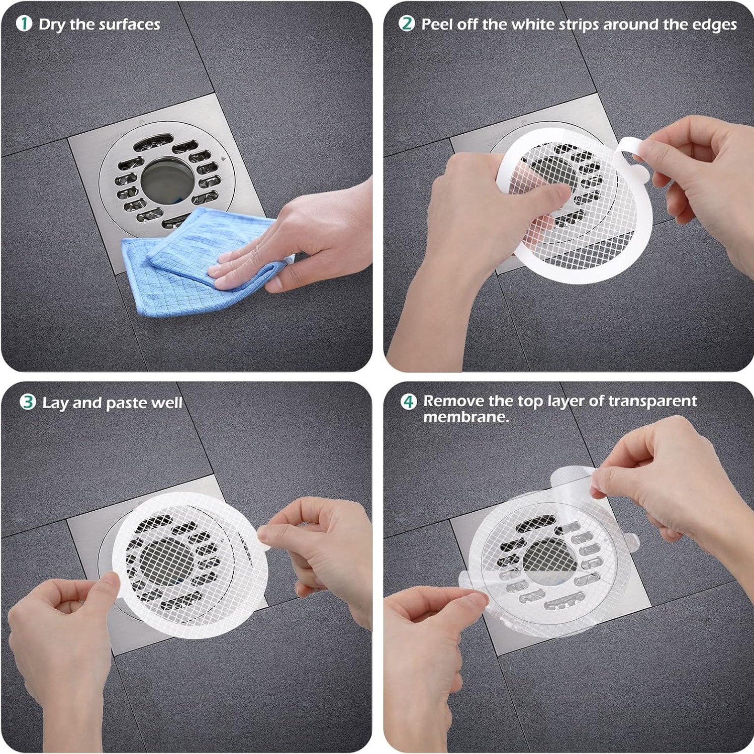 Disposable Shower Drain Hair Catcher Stickers (30 Pack): image 3