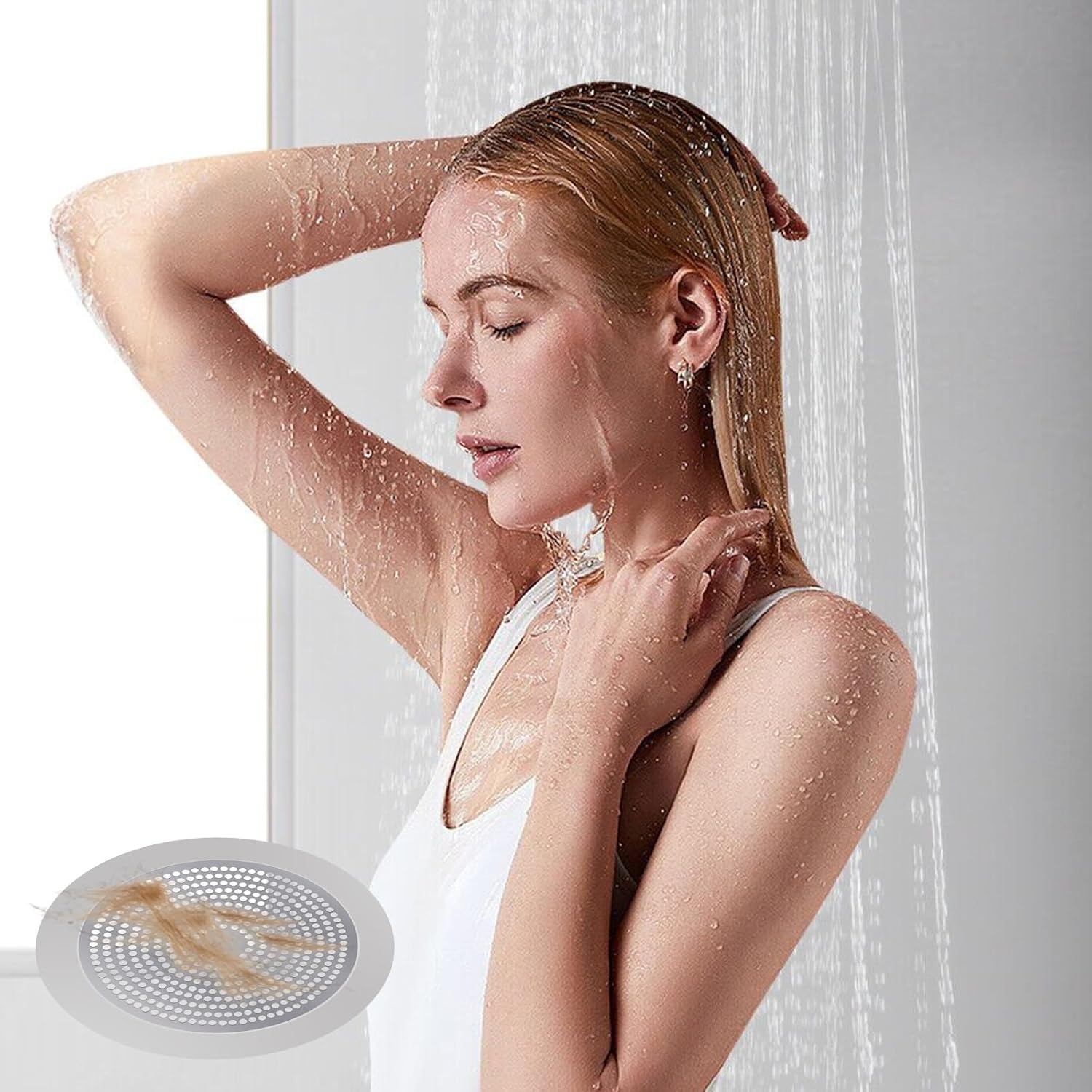Flat Stainless Steel Shower Hair Catcher: image 2