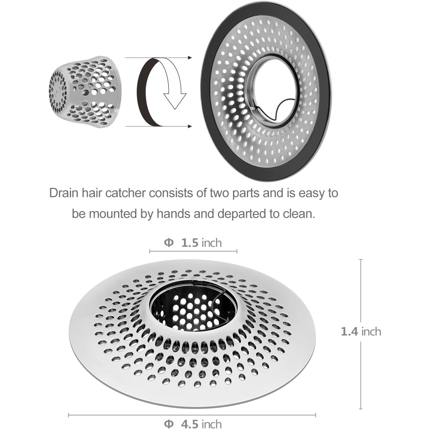 Stainless Steel Shower Drain Hair Catcher: image 3