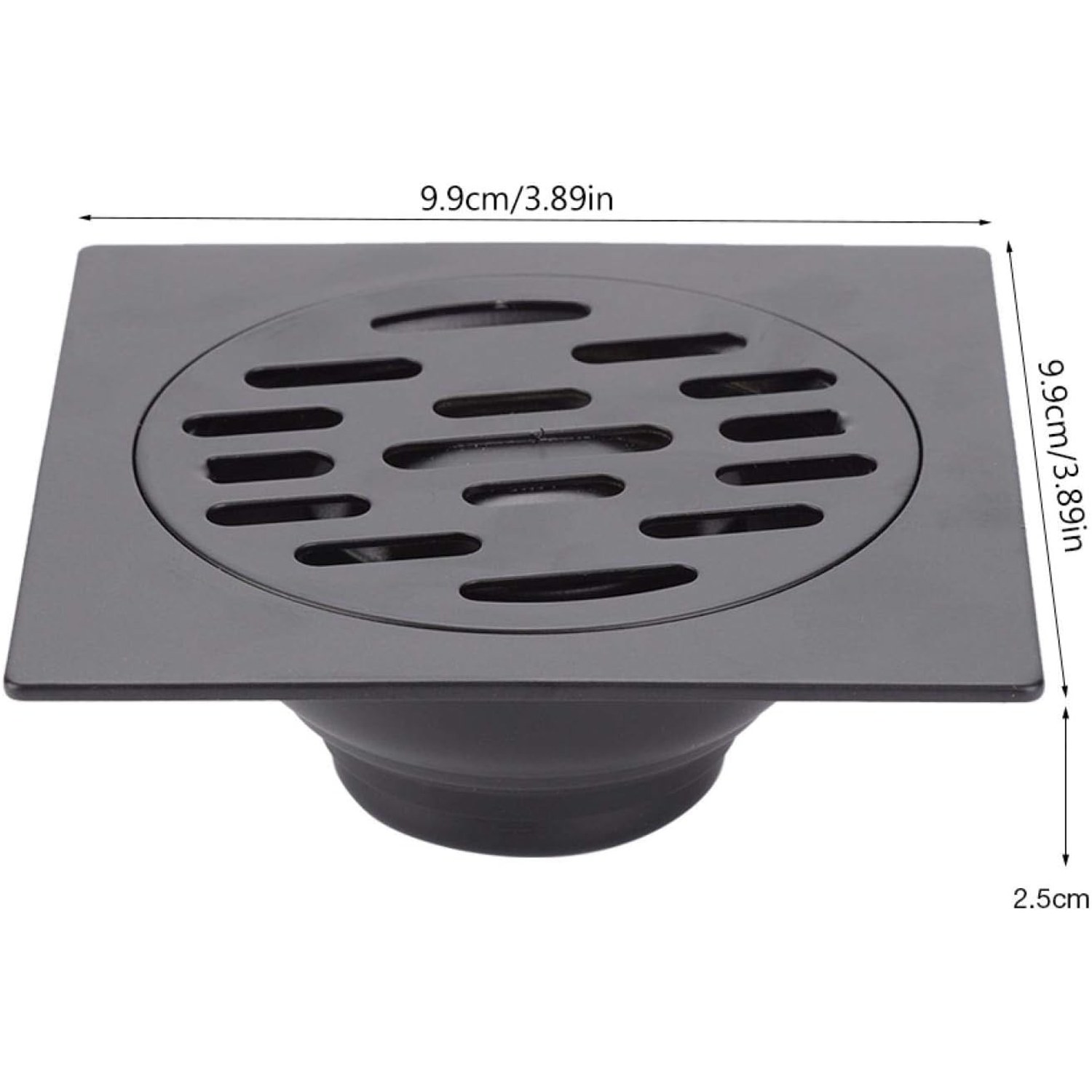 Black Square Floor Drain with Gravity Flip Seal: image 3