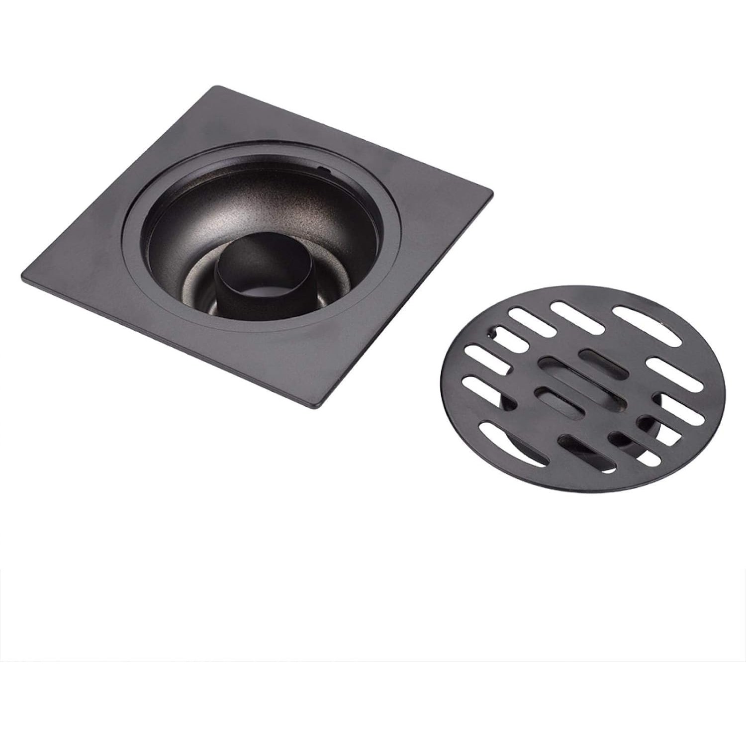 Black Square Floor Drain with Gravity Flip Seal: image 6