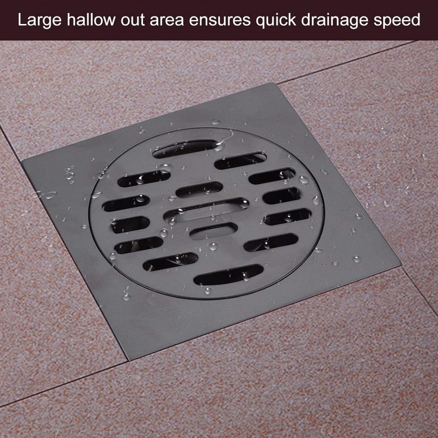 Black Square Floor Drain with Gravity Flip Seal: image 7