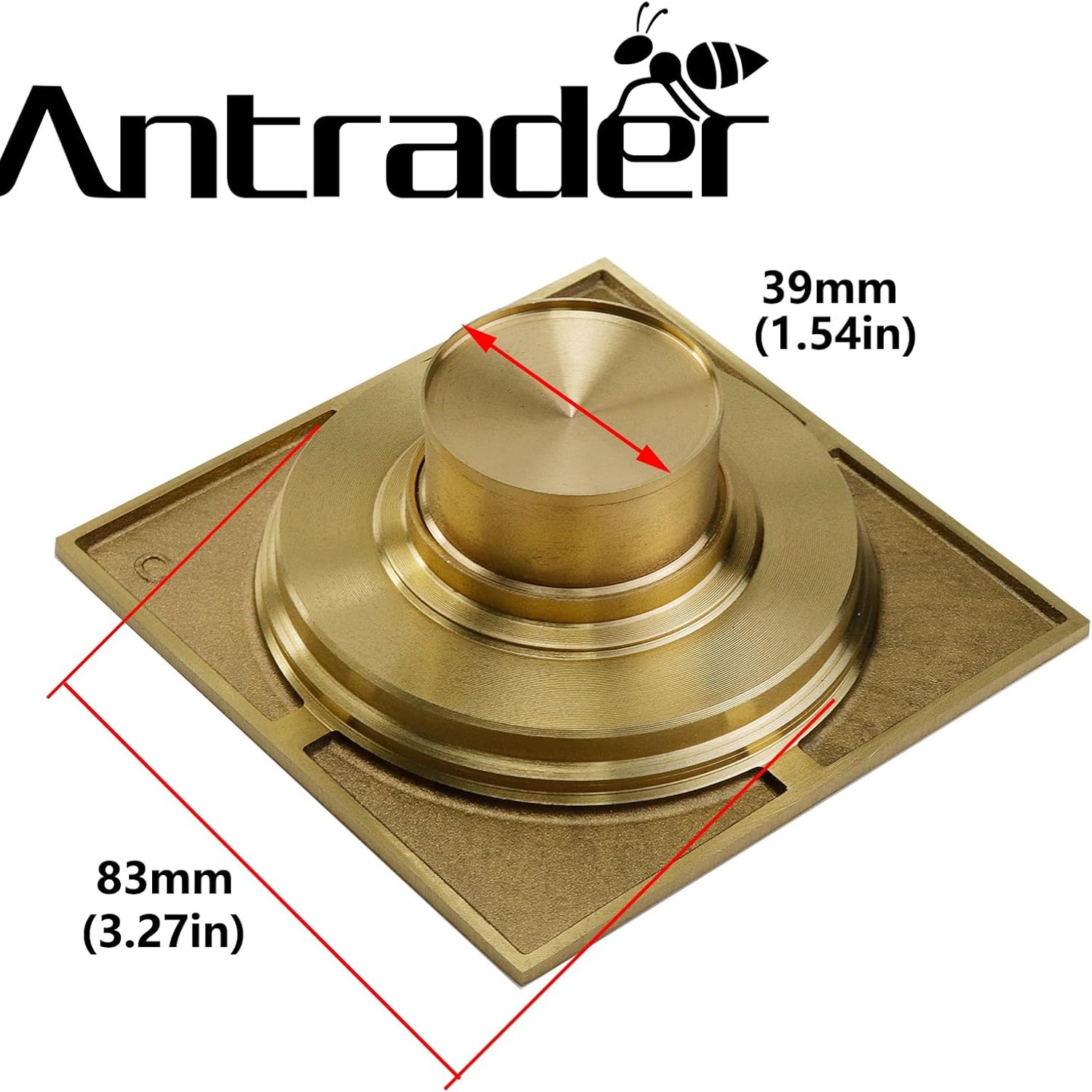 Gold Square Shower Floor Drain with Removable Hair Strainer: image 3