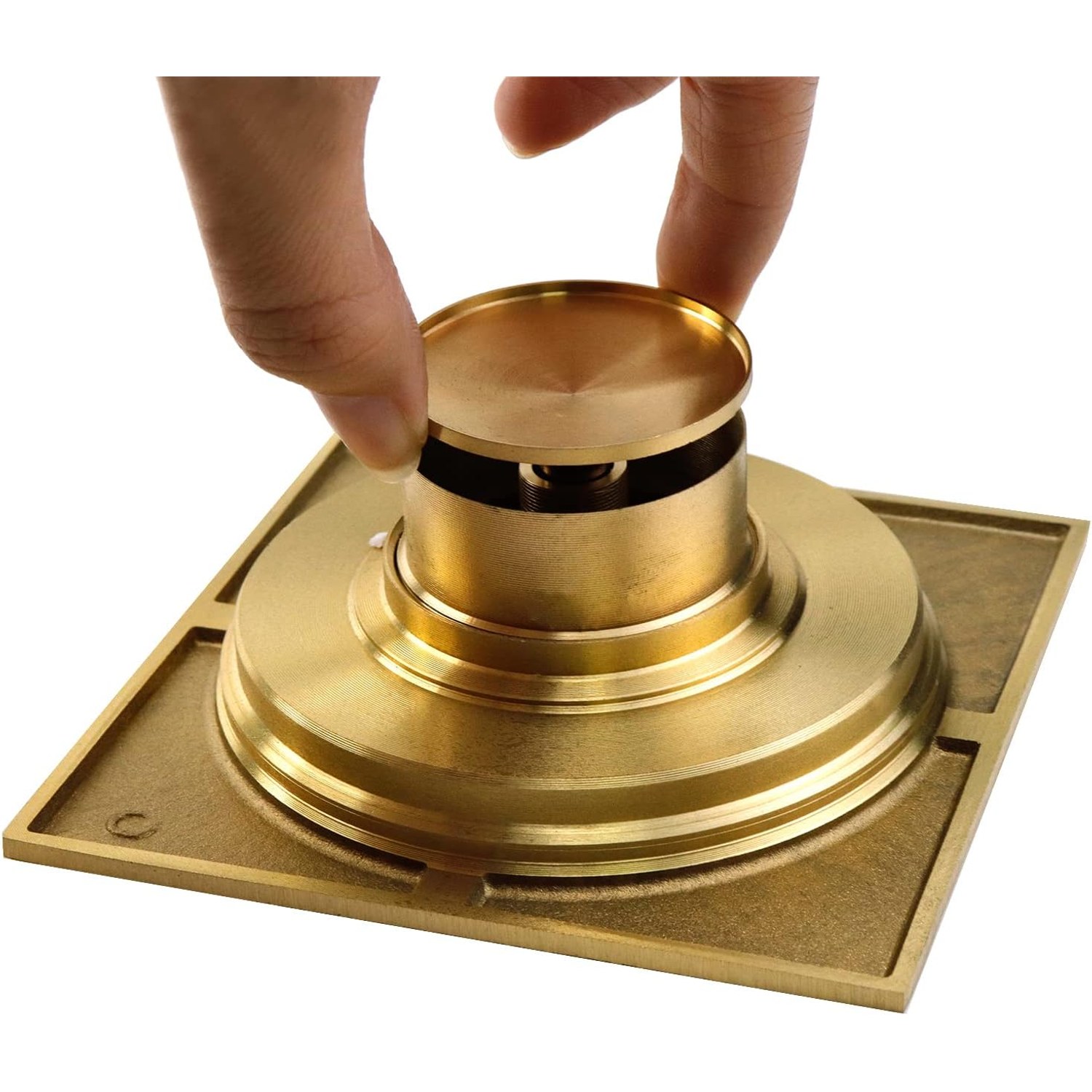 Gold Square Shower Floor Drain with Removable Hair Strainer: image 8