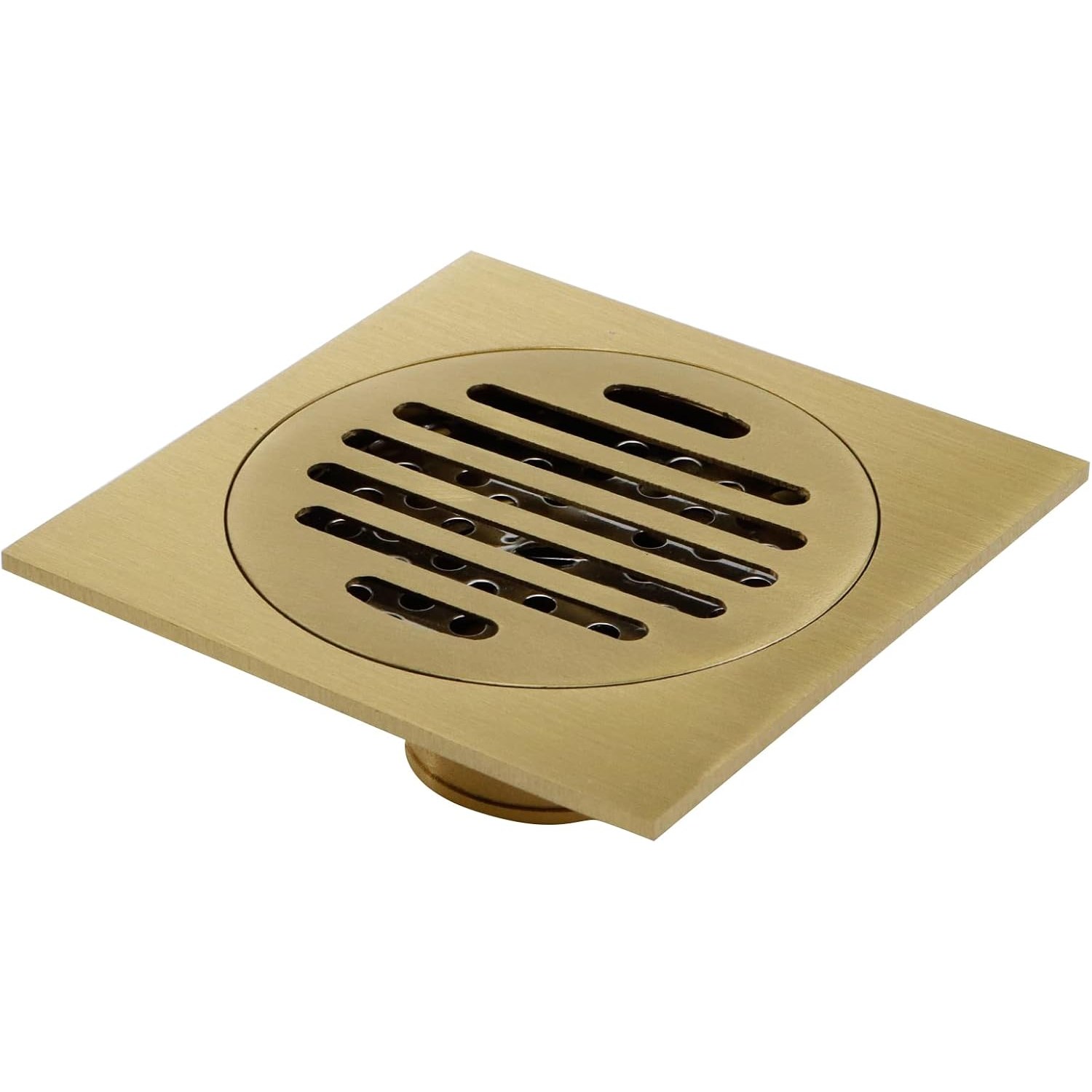 Gold Square Shower Floor Drain with Removable Hair Strainer
