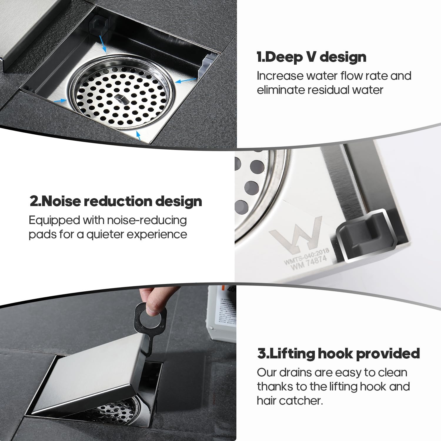 Decaura 115mm Square Shower Grate in Brushed Nickel Stainless Steel: image 4