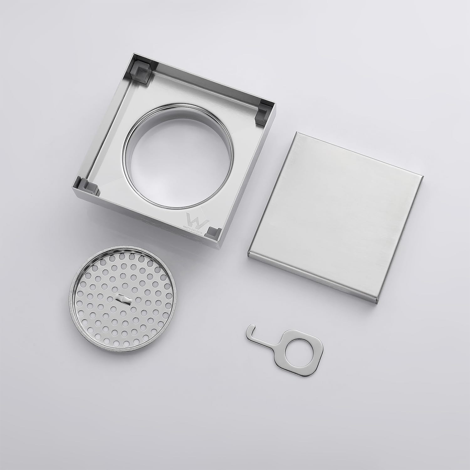 Decaura 115mm Square Shower Grate in Brushed Nickel Stainless Steel: image 5