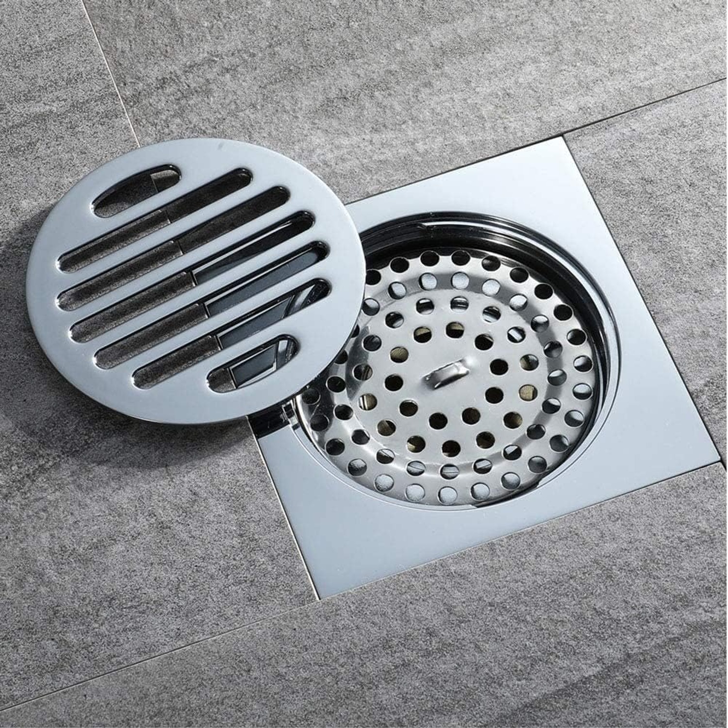 Tile Insert Square Floor Drain with Removable Strainer