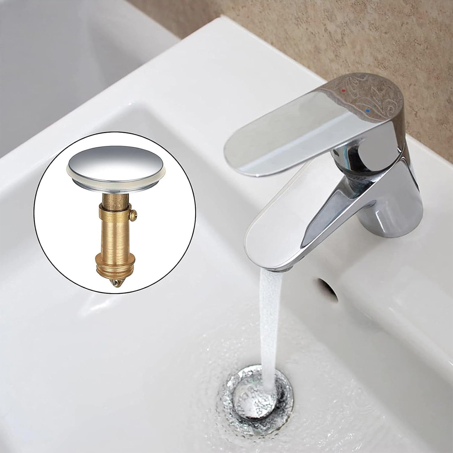 Pop Up Basin Plug 38mm Click Clack Sink Stopper, 2 Pack: image 2