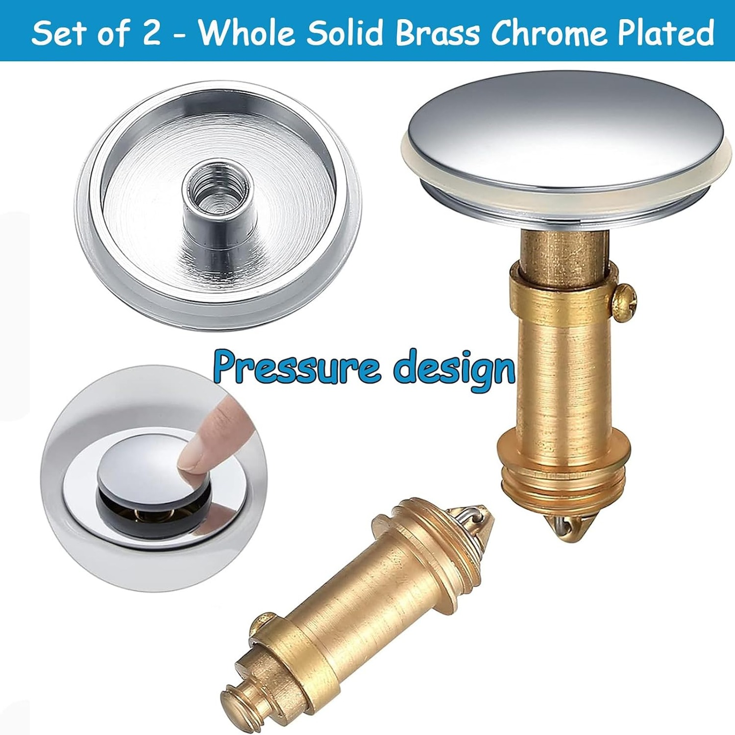 Pop Up Basin Plug 38mm Click Clack Sink Stopper, 2 Pack: image 4