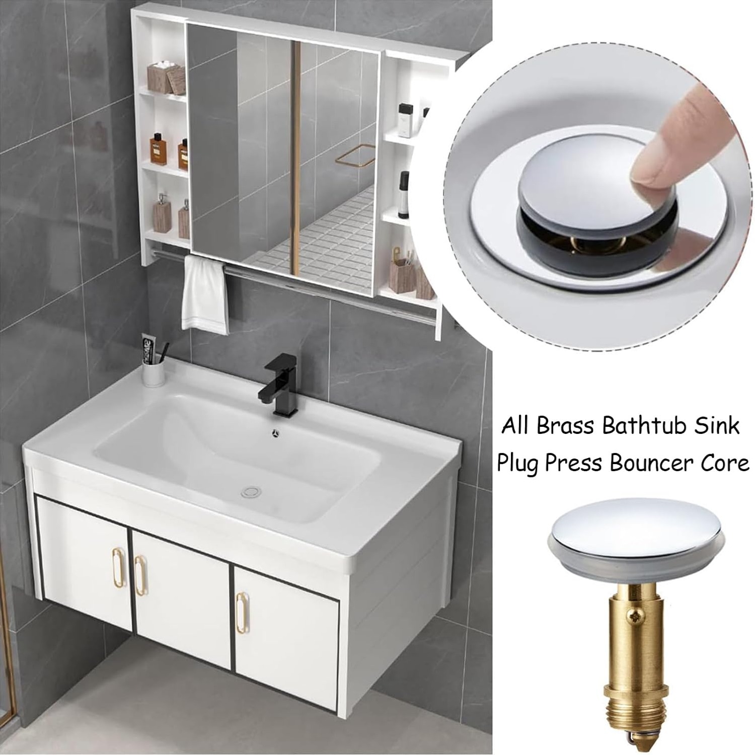 Pop Up Basin Plug 38mm Click Clack Sink Stopper, 2 Pack: image 5